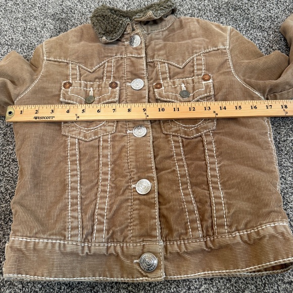 True Religion Corduroy Sherpa Jacket Brown Trucker World Tour Size Small - Picture 12 of 13